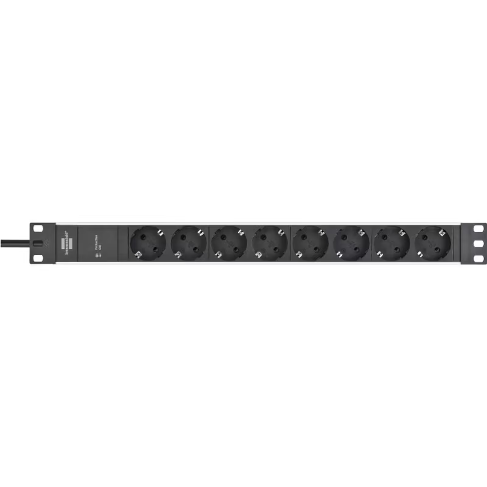 Brennenstuhl Alu-Line Serisi 19" 19.500 Amper Akım Korumalı 2 Metre Alüminyum Gövdeli 8 Soketli Uzatma Kablosu Gri Siyah - Görsel 2