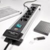 Brennenstuhl Premium Alu Line Serisi 6 Soketli 2 X USB 2100mAh 3 Metre Priz Uzatma Kablosu Siyah Gri - Görsel 6