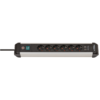 Brennenstuhl Premium Alu Line Serisi 6 Soketli 2 X USB 3100mAh Hızlı Şarj Özellikli Uzatma Kablosu Priz Siyah Gümüş