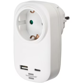 Brennenstuhl Premium Serisi Tek Soketli 1Type-C 1USB 18W Hızlı Şarj Özellikli Şarj Korumalı Priz