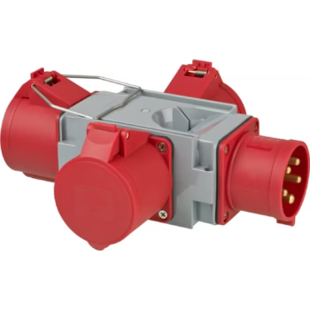 Brennenstuhl IP44 Lisanslı 1 X CEE & 3 X CEE 400V/32A Priz Adaptör Güç Dağıtıcı Kırmızı Gri