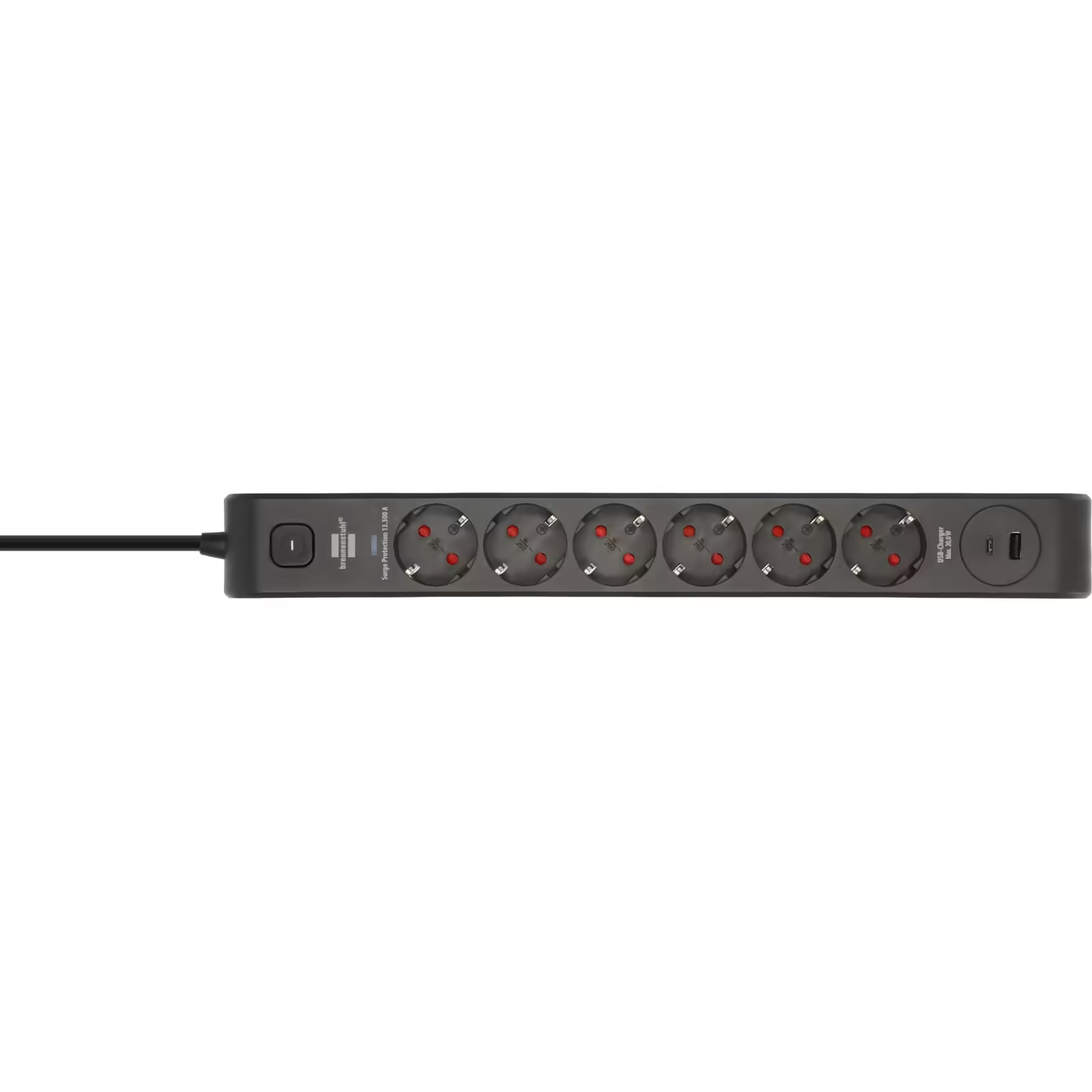 Brennenstuhl 6 Soketli 13.500A Akım Korumalı Priz + 20W Type-C PD & 20W USB-A Hızlı Şarj 2 Metre - Görsel 4