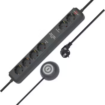 Brennenstuhl Eco Line Comfort Serisi Fonksiyonel Güvenlik Anahtarlı 6 Soketli 1.5 Metre Priz Uzatma Kablosu Siyah