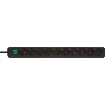Brennenstuhl Eco Line Serisi 3 Metre 10 Soketli IP20 Lisanslı Çocuk Korumalı Priz Uzatma Kablosu Siyah