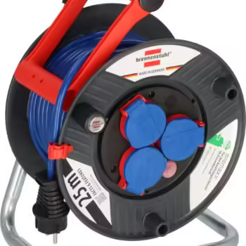 Brennenstuhl Garant Serisi IP44 Lisanslı 3 Soketli 290 mm 25 Metre AT-N05V3V3-F 3G1.5 Makaralı Kablo Mavi