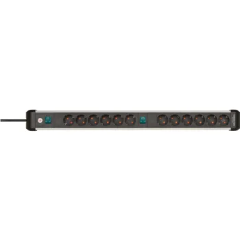 Brennenstuhl Premium Alu Line Serisi 12 Soketli 3 Metre Alüminyum Gövdeli Priz Uzatma kablosu Siyah Gümüş