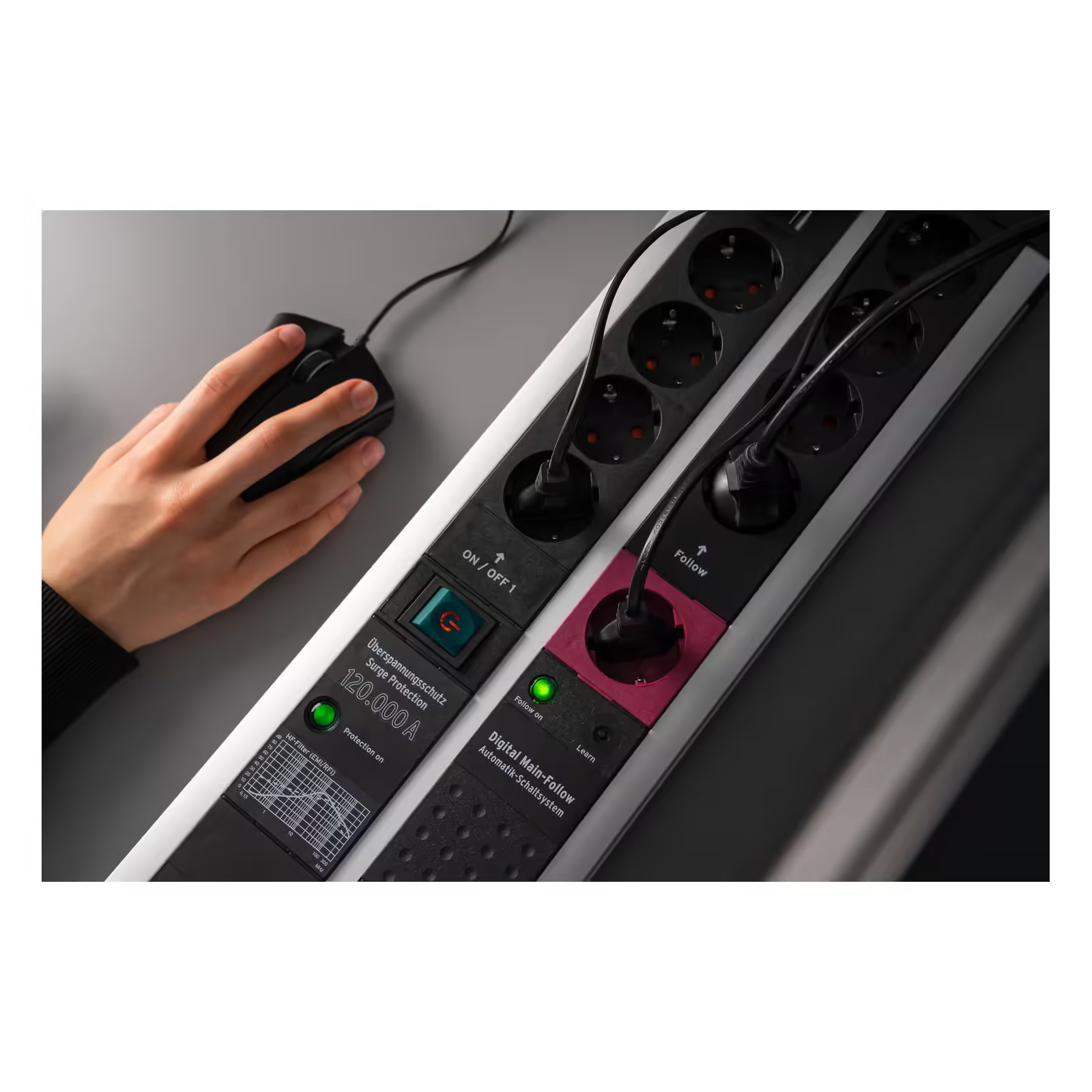 Brennenstuhl Premium Protect Line Serisi 120.000A Aşırı Akım Korumalı 2XUsb 4 Master 3 Metre Akım Korumalı Priz Uzatma Kablosu Siyah / Gri - Görsel 7